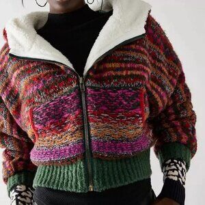 Free People Multicolor Rue Sweater Winter Jacket | Size XL | NWT | MSRP $248